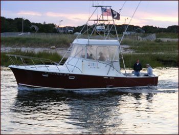 The Stunmai II leaving Rock Harbor, headed for a day of fishing on Cape Cod Bay.
