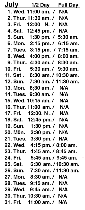 Stunmai II July 2026 Schedule
